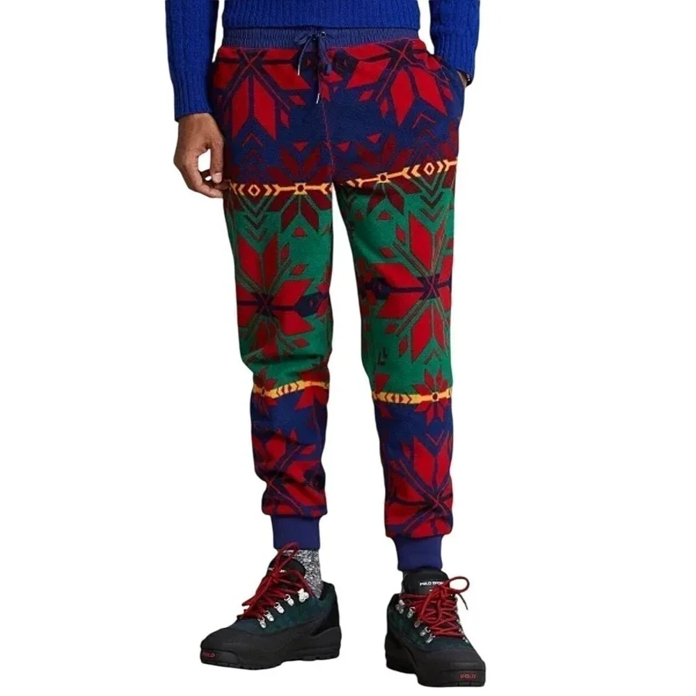 Polo Ralph Lauren Fleece Lounge Pant Festive Holiday Red Green Blue L Nwot  $248